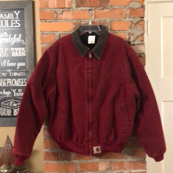 red carhartt jacket